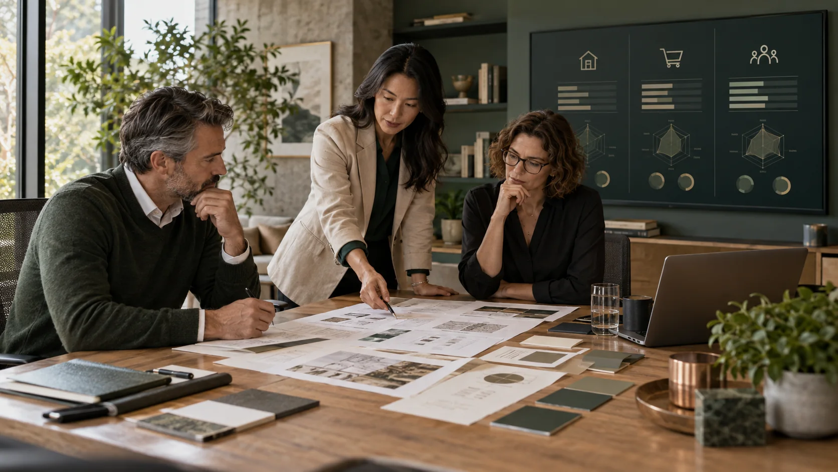 Leadership team comparing AI delivery options